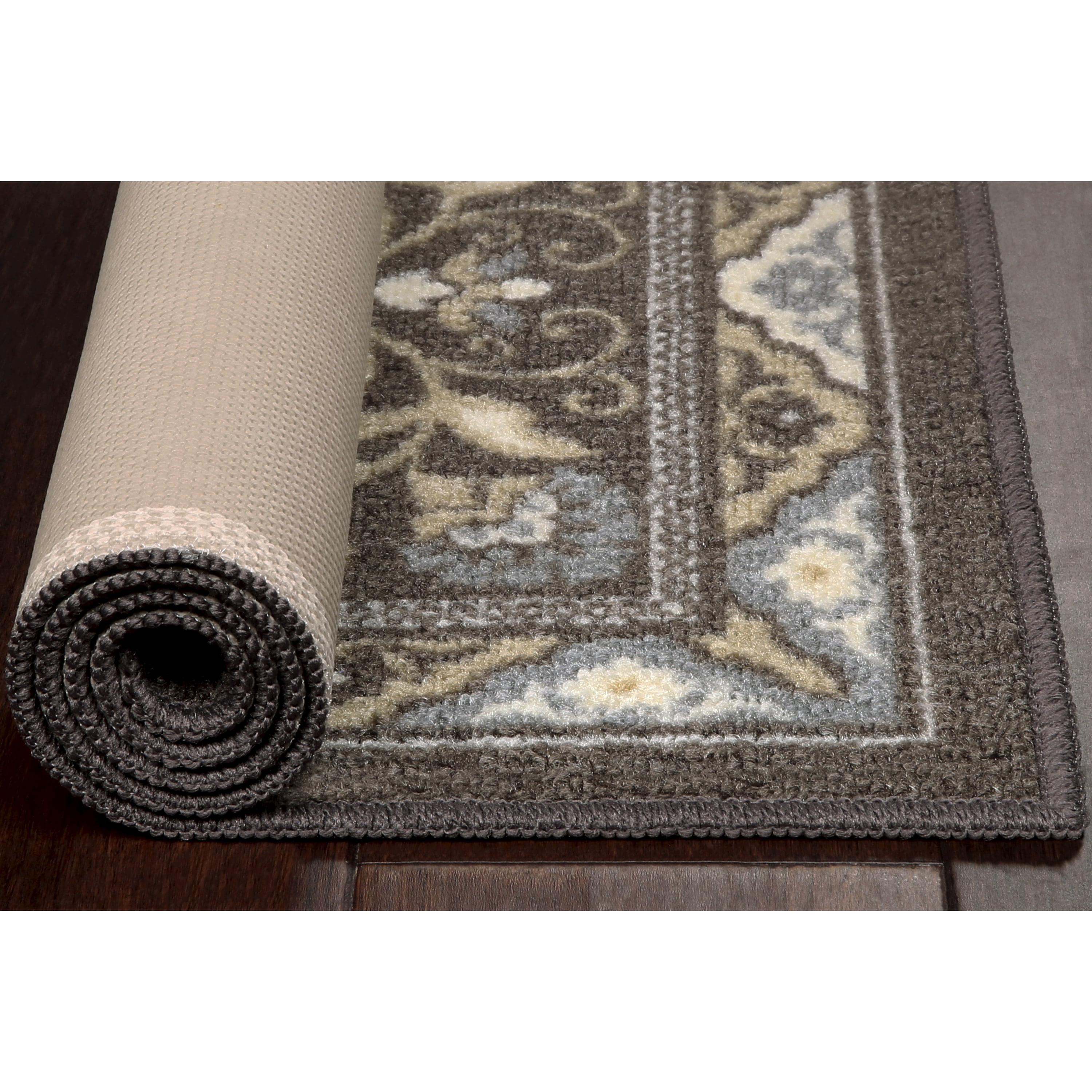 Maples Rugs Florence Traditional Swirl Gray Washable Entryway Area Rug, 2'6 x 3'10