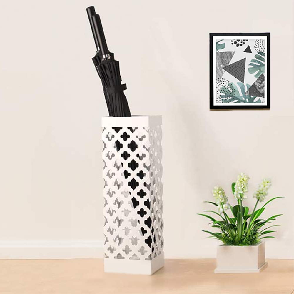 Square Umbrella Stand Rack Metal Umbrella Holder with Drip Tray For