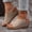 Khaki, variant on Womens Toe Post Sandals Wedge Platform Sandals Hook And Loop Solid Color Summer Beach Shoes Sandals For Women Casual Walking Shoes Womens Sandals Brown US :8