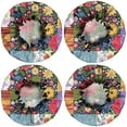 thumbnail image 2 of Shower Caps,Pioneer Flower Floral Print Pattern Waterproof Shower Cap for Women 4 Pieces,Double Reusable Hair Cover for Shower PEVA Elastic Stretch Hem, 2 of 7