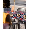 thumbnail image 5 of Fsddascl Red Navy Blue Outdoor Tablecloth - 54x54 Inch Square Dining Table Cover, Morocco Modern Geometric Ethnic Art Waterproof Outdoor Table Cloth with Umbrella Hole & Zipper for Picnic/Patio, 5 of 7