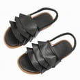 thumbnail image 3 of TOWED22 Girls Genuine Leather Soft Closed Toe Princess Flat Shoes Summer Sandals(Toddler/Little Kid) Black,10.5, 3 of 7