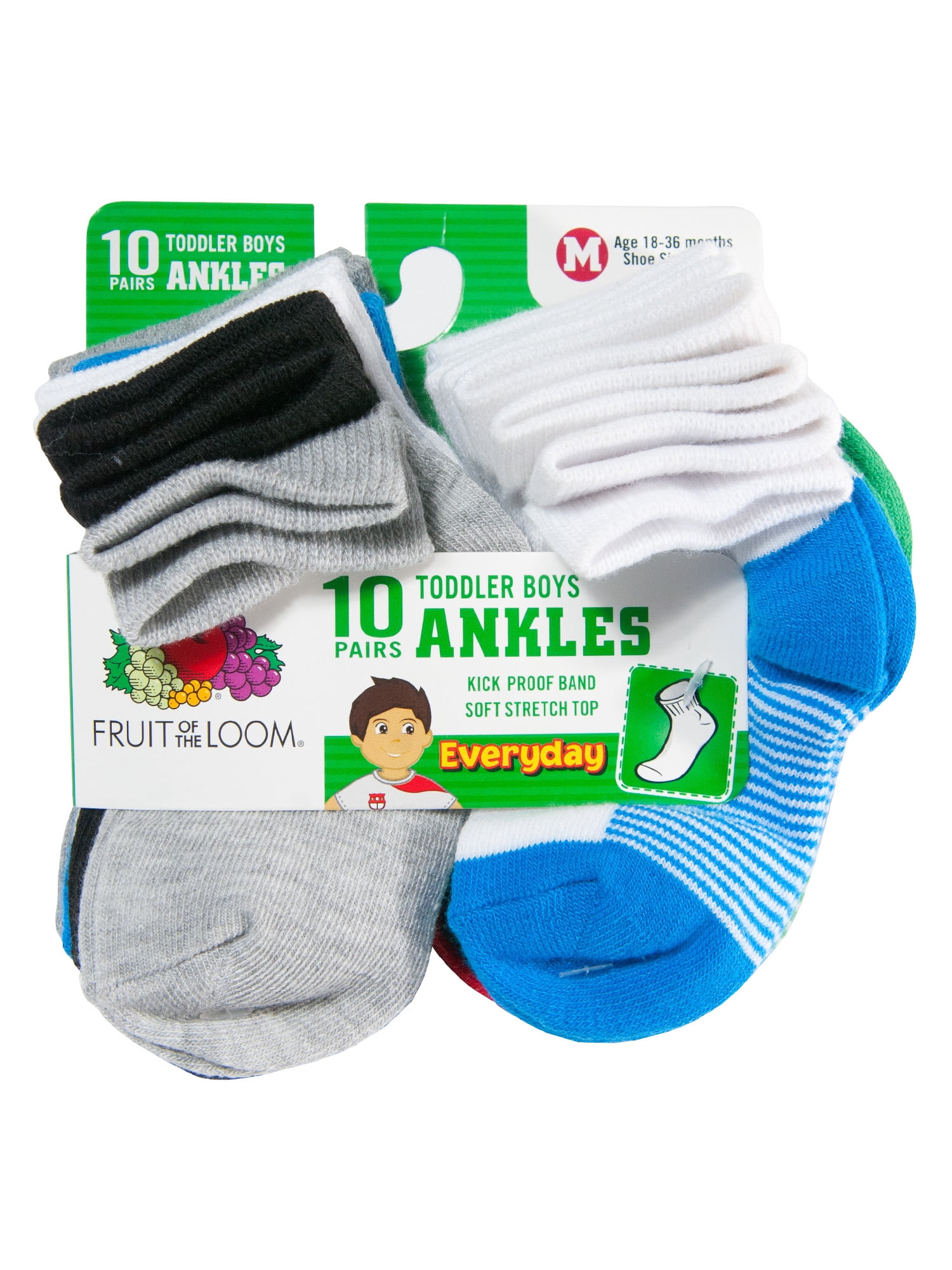 Fruit of the Loom Ankle Sock, 10 Pack (Baby Boys)
