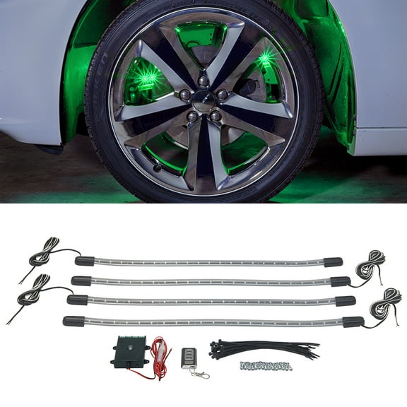 LEDGlow 4pc Green LED Wheel Well Lighting Kit