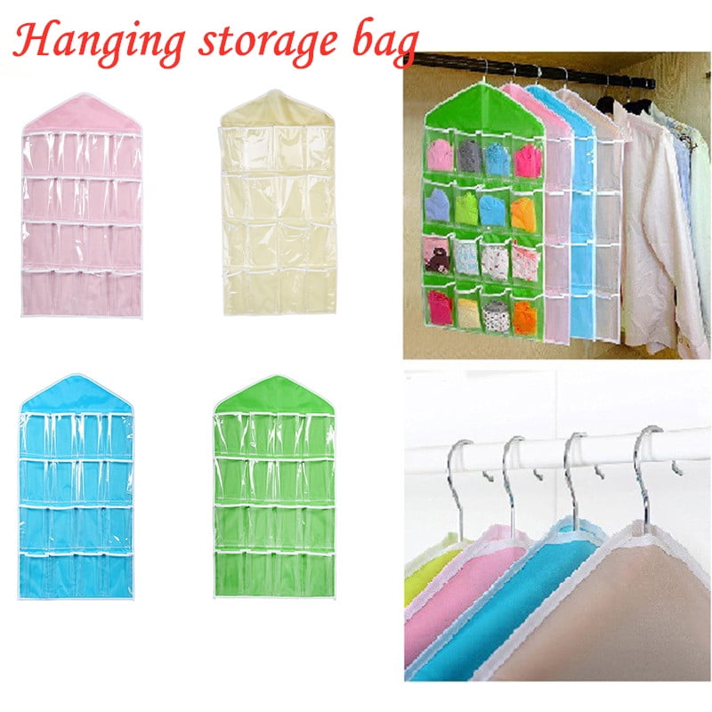 16 Pockets Underwear Organizer Mesh Hanging Storage Bag Bra Sock Wardrobe Hanger 