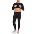 thumbnail image 3 of Men's Cotton Blend Brushed Lined Thermal Top & Bottom Underwear Set, Black, X-Large, 3 of 5