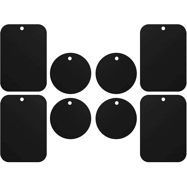Pack de 8 placas de metal, placas de metal para soporte magnético de coche, placas de metal con adhesivo para soporte magnético de teléfono para coche (4 rectangulares/4 redondas)