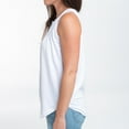 thumbnail image 4 of Elsie & Zoey Tobi Medium White Sleeveless Scoop Neck Henley Tank Top for Women, 4 of 7