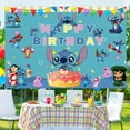 thumbnail image 5 of Stitch Background， Stitch Theme Birthday Decorations, Stitch Photo Backdrop Cloth Decorations，Girls, Boys, Teenagers' Birthday Party Decorations, 5 of 5