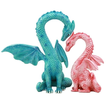 Valentine Figurines Ebros Valentines Cupid Love Dragon Couple Figurine Set of Two Romantic Blue and Pink Dragons Statue Decor Art ()