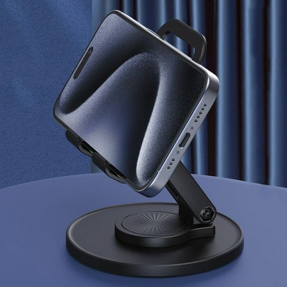 Foldable 360° Rotatable Phone Stand for Desk – Adjustable Height, Portable Cellphone & Tablet Holder, Non-Slip, Lightweight, Travel-Friendly Office & Home Use
