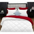 thumbnail image 6 of DNG Creations 3 Piece Solid Reversible Diamond Pattern Comforter 550 GSM All Season 800 TC, 100% Egyptian Cotton - Oversized Queen - Size ( White/Red Colour ), 6 of 7