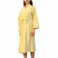 thumbnail image 5 of Sakmal Long Length Womens Robes Plus Size Waffle Lightweight Bathrobe for Women Soft Yellow Women Robe M, 5 of 5