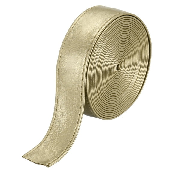 3 Yard Double Sided PU Leather Strap, 0.79 Inches Wide Flat Leather Strips Cord String, Gold