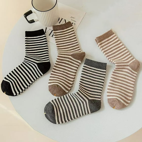 Womens Stripe Pattern Lightweight Cotton Athletic Socks For Warmth
