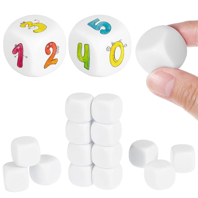 Shisuyan 20 Pcs Blank White Acrylic Dice for Board Games and Party Use Six Sided Rounded Edge 16mm