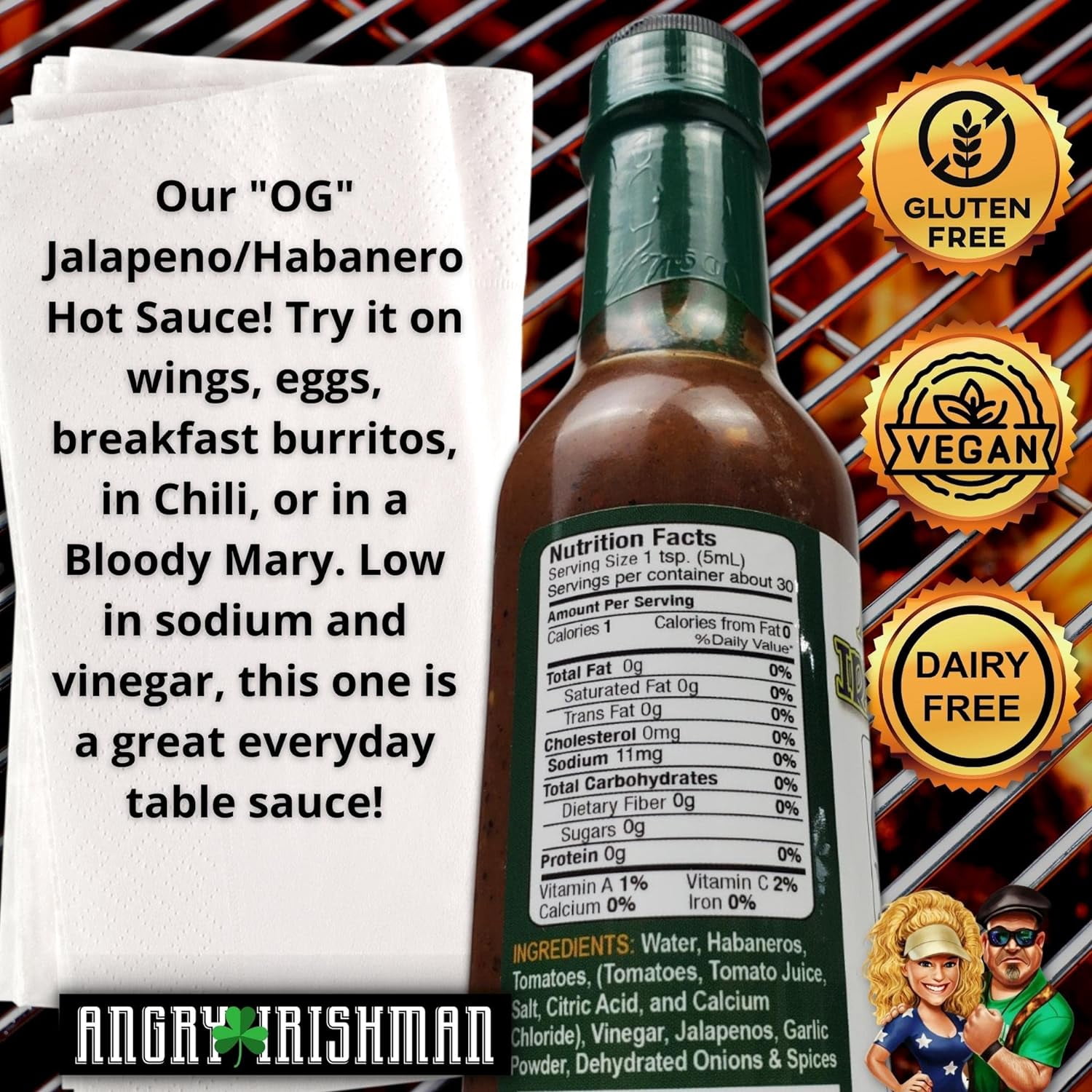 Angry Irishman Original Jalapeno/Habanero Hot Sauce 5 oz, Each