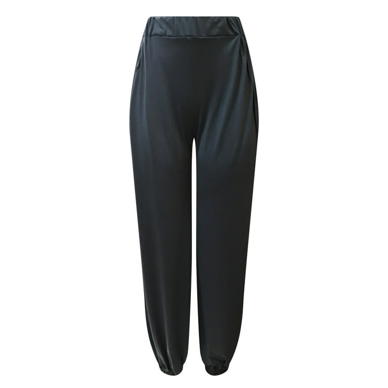 JWZUY Women's Harem Pants Side Slit Joggers Active Workout