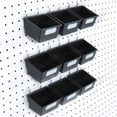 thumbnail image 2 of 16 Pack Pegboard Bins with Hooks and Labels, for Organizing Accessories, Black, 2 of 7
