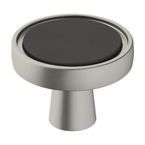 Amerock Mergence 1-3/8 inch (35mm) Diameter Matte Black/Satin Nickel Cabinet Knob, 2 Pack
