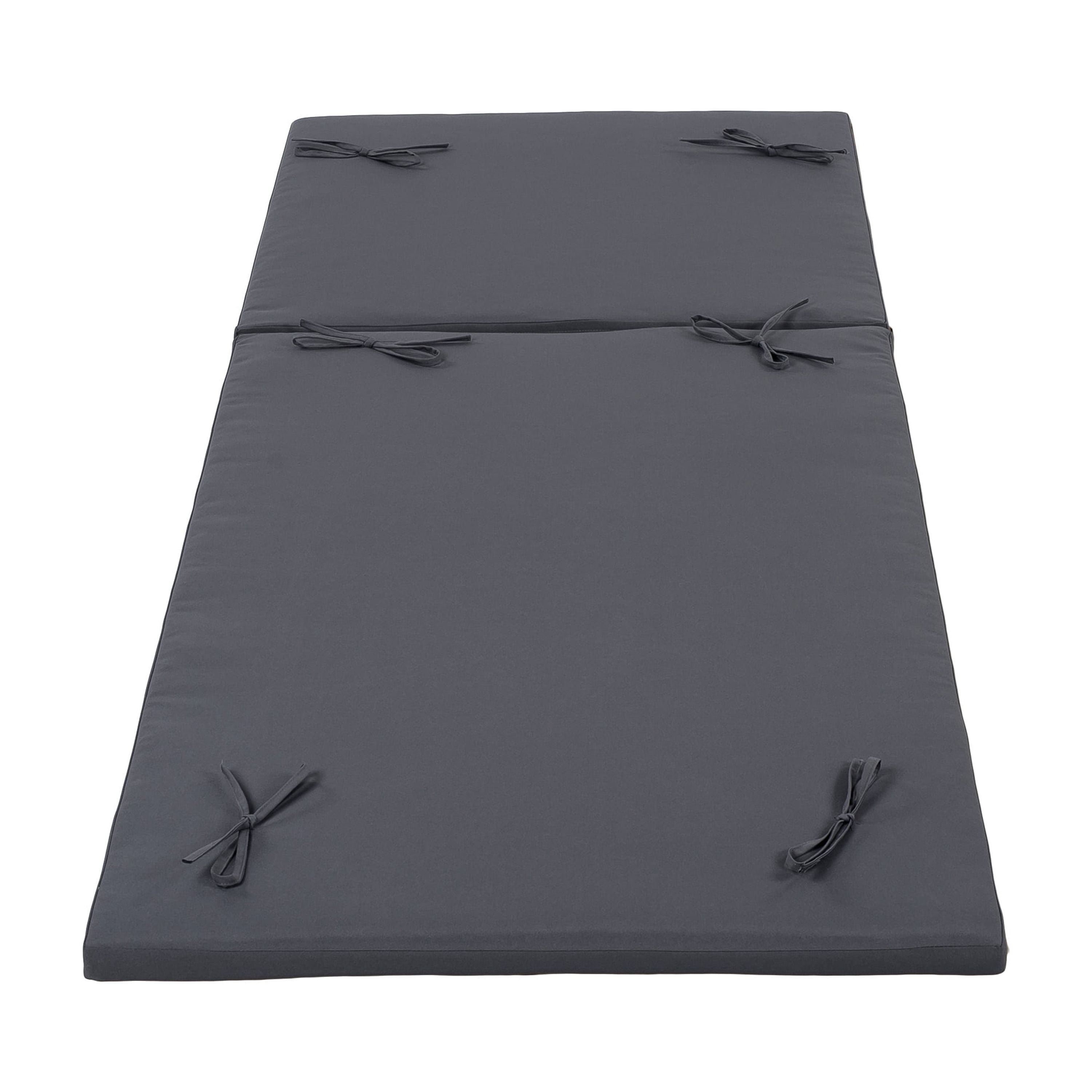 Chaise Lounge Cushion, Outdoor 2 Inch Thick Waterproof Foldable Cushion for Poolside Patio Garden, Dark Grey