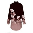 thumbnail image 5 of UoCefik Womens Athletic Tops Long Sleeve Turtleneck Shirts Plus Size Turtle Neck Tunic Tops To Wear with Leggings Floral Print Loose Fit Blouses Winter Sweatshirts Trendy Fall Clothes Deep Red XL, 5 of 5