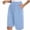 Blue, variant on Lenpel Bermuda Shorts for Women Elastic High Waisted Knee Length Casual Shorts Loose Summer Shorts with Pockets