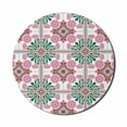 thumbnail image 1 of Floral Mouse Pad for Computers, Rhythmic Eastern European Flower Mosaic Tiles Inspired Motifs, Round Non-Slip Thick Rubber Modern Gaming Mousepad, 8" Round, Jade Green Pale Fuchsia, by Ambesonne, 1 of 2