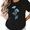 2-Black, variant on UNISHE Women Blue Daisy Wildflower Minimal Silhouette Botanical Simple S-5XL Short Sleeve Black Tops