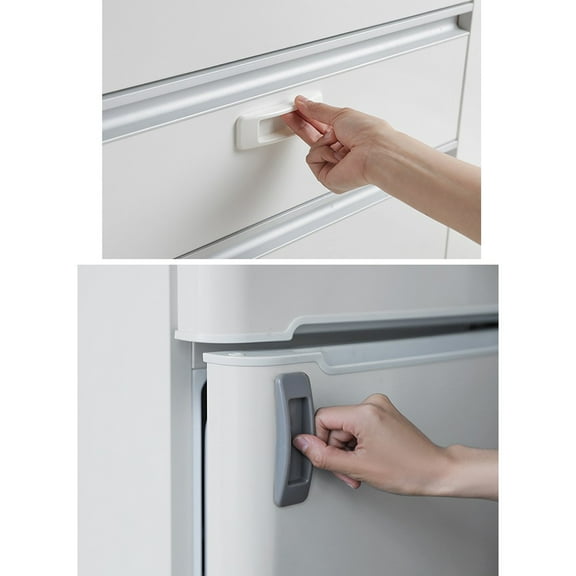 WORGEOUS 4pcs Rectangular Adhesive Auxiliary Door Window Handle Refrigerator Cabinet Handle Drawer Handle Sliding Door Handle 1 Pair Grey and 1 Pair White Handles
