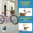 thumbnail image 6 of MOONCOOL 7 Speed Beach Cruiser Bike for Adults, 24 26 inch Womens Bike Commute Bicycle, Cruiser Bike with Basket & Rack, Retro Step Through City Bikes w/ Lock, 6 of 13