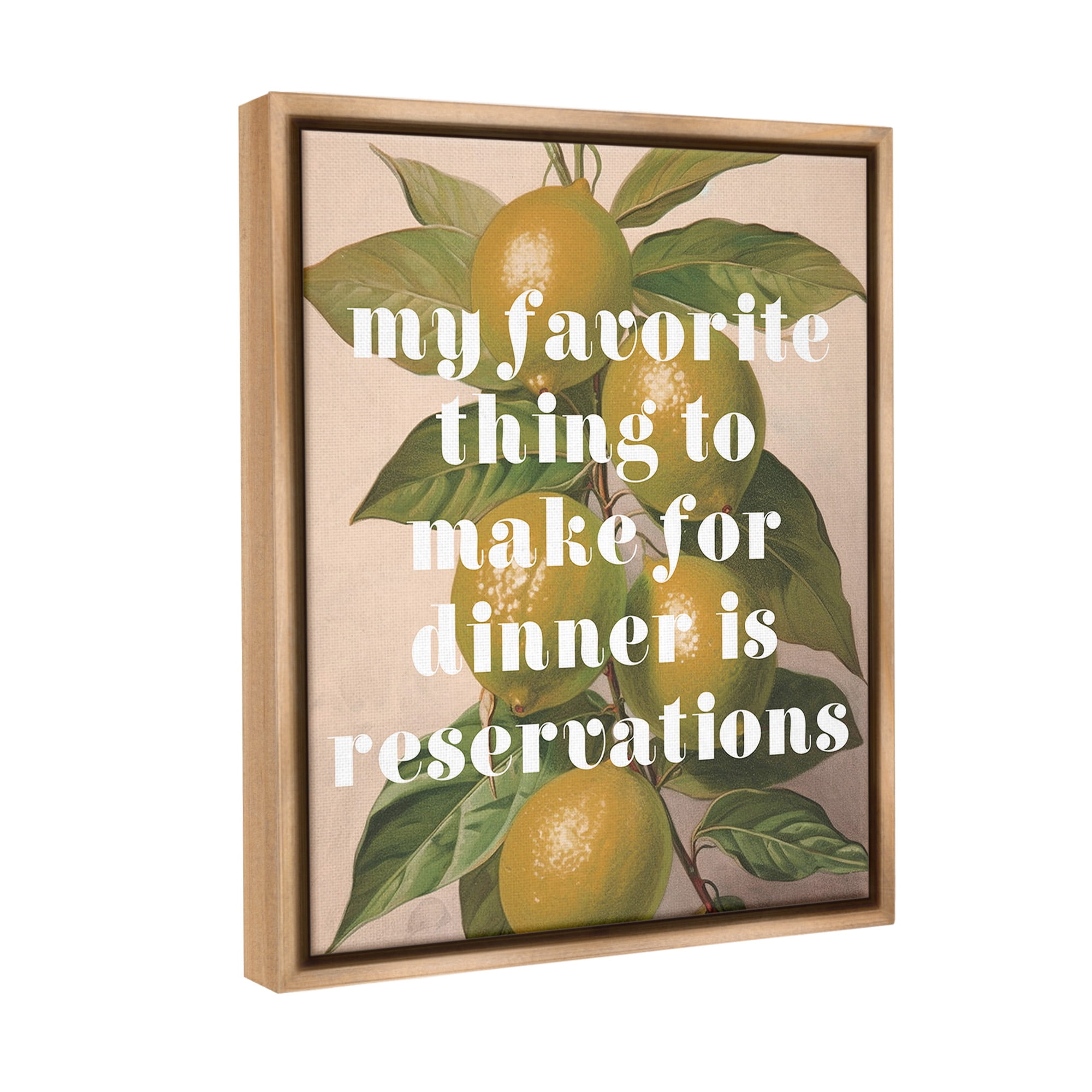 Stupell Industries Funny Dinner Reservations Food & Beverage Painting Brown Floater Framed Canvas Art Print Wall Art, 17 x 21