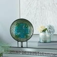 thumbnail image 2 of DecMode 2" Round Abstract Handmade Mosaic Inspired Green Glass Charger with Black Stand, 2 of 10