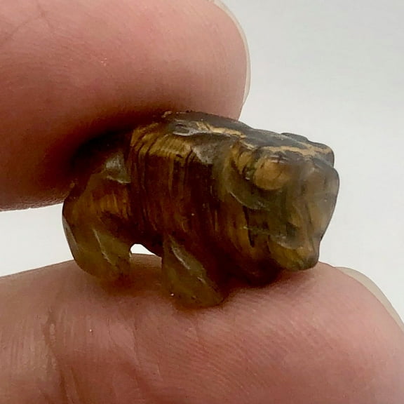 Carved Tiger Eye Buffalo Animal Figurine Worry Stone | 21x14x8mm | Golden | 1 Figurine