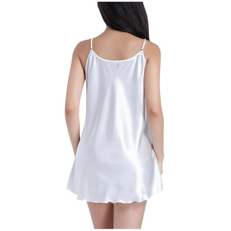 Womens Short Satin Chemise Nightgown Sexy Slip Silk V-neck Lingerie Sleepwear Soft Cami Mini Dress Nightdress