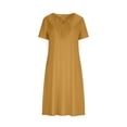 thumbnail image 2 of Womens Summer Dresses Solid-Color Short-Sleeve V-Neck Lace-Panel Dress Breathable Comfortable Casual Travel, 2 of 7