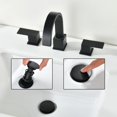 thumbnail image 2 of Widespread 8 Inch Matte Black Bathroom Sink Faucet, Waterfall Black Stainless Steel Bathroom Faucet for Sink 3 Hole, Vanity Lavatory Sink Faucets with Drain & Water Hoses, 2 of 15
