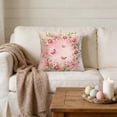 thumbnail image 6 of Uutvery Easter Bunny Pillowcase, 45x45cm Washable Polyester Cushion Cover, Holiday Decor for Sofa Bedroom Living Room, Spring Home Textiles, 17.7x17.7 Inches, 6 of 8