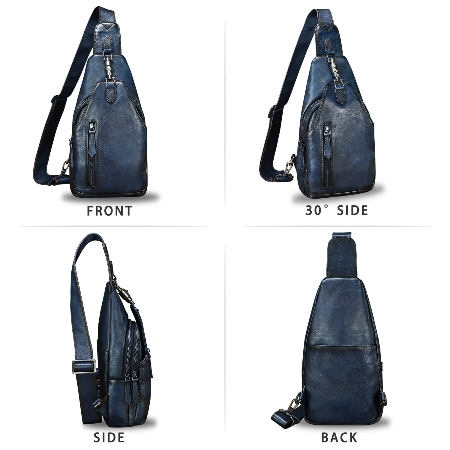 Genuine Leather Sling Bag for Women Men Retro Sling Backpack Purse Crossbody Bag
