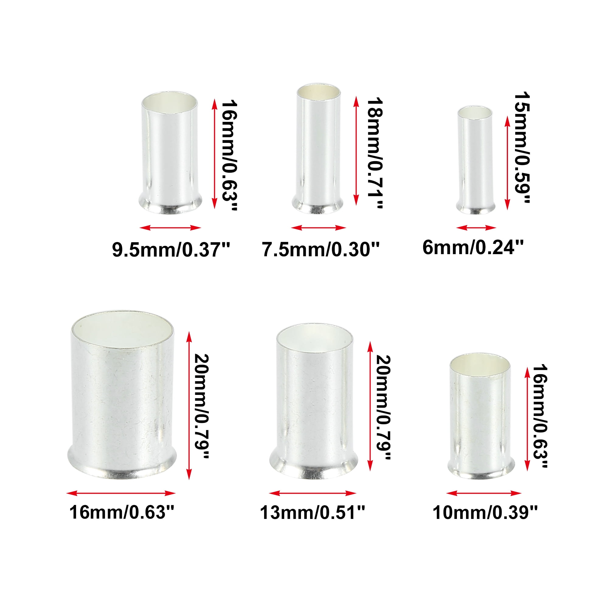 190 Pcs Copper Car Wire Ferrules Crimp Kit Insulated Ferrule Connector Terminal Sleeves 1/0 2/0 2 4 5 7 AWG