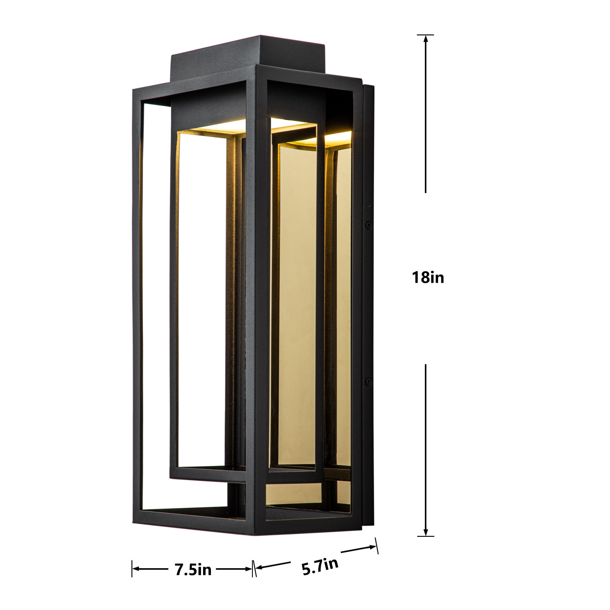 Black Gold Outdoor Led Wall Sconce, 9 Watt Integrated Led, with No Glass