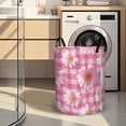 thumbnail image 2 of Daisies on Pink Gingham Print Extra Large Foldable Laundry Basket  Stylish  Easy to Use for Bedroom Bathroom  Laundry Room  Oxford Fabric Storage Bin, 2 of 9