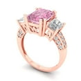 thumbnail image 2 of 4.27 ctw 3 Stone Anniversary Ring for Women | Emerald Cut Simulated Pink Diamond | Hyperallergenic Solid 18K Rose Gold, 2 of 5