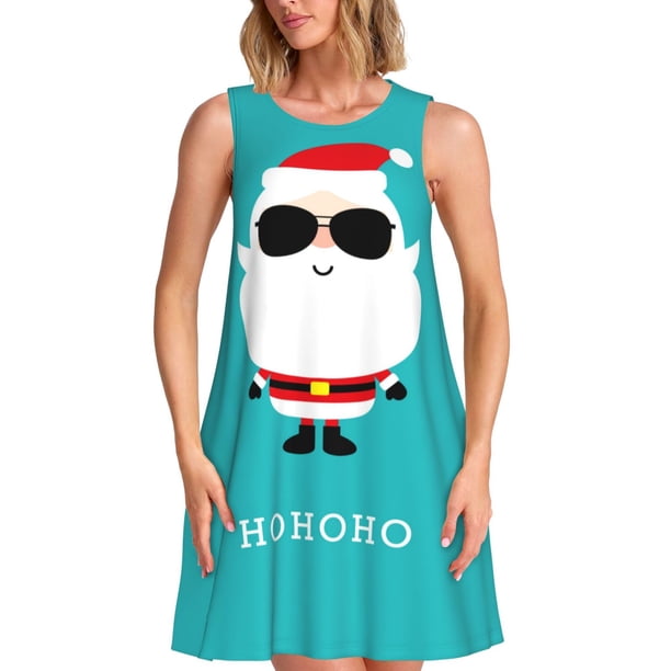 Disketp Cute Santa Claus para Vestido sin Mangas para Mujeres, Vestidos de Verano para Mujeres, Casual y Holgado para la Playa