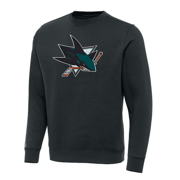 Men's Antigua Charcoal San Jose Sharks Victory Crewneck Pullover Sweatshirt