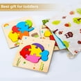 thumbnail image 3 of 4 Pack Wooden Puzzles for Toddlers 2-4, Animals Jigsaw Puzzles, Montessori Educational Toys Gifts for 2-4 Years Old, 3 of 6