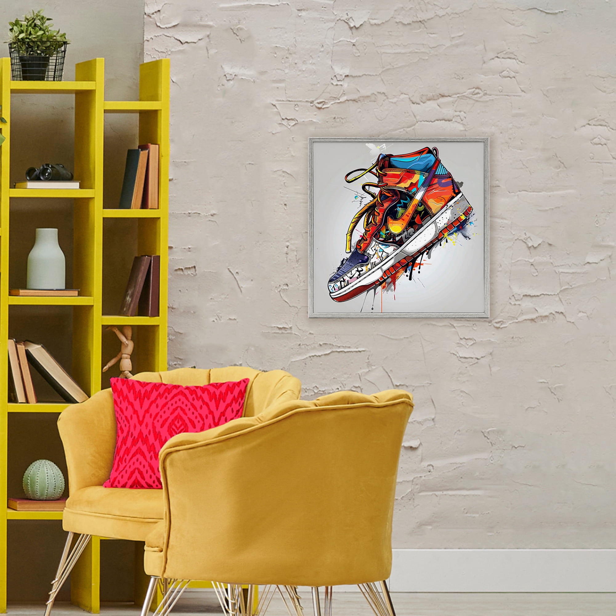 Stupell Industries Graffiti Sneaker with Laces Gray Framed Giclee Art, design by Creative Studio