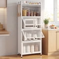 thumbnail image 2 of Giantex 5-Tier Kitchen Storage Cabinet, Mobile Microwave Stand, Bread Rack Coffee Stand, Bakers Rack w/Flip Door Cabinets, White, 2 of 8