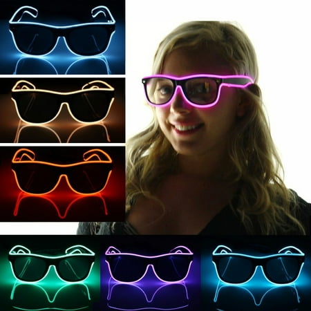 - Women Men's Fashion El Glasses Neon LED Light Up Shutter Shaped Glow Sun Glasses Rave Costume Party Club DJ Bright SunGlasses