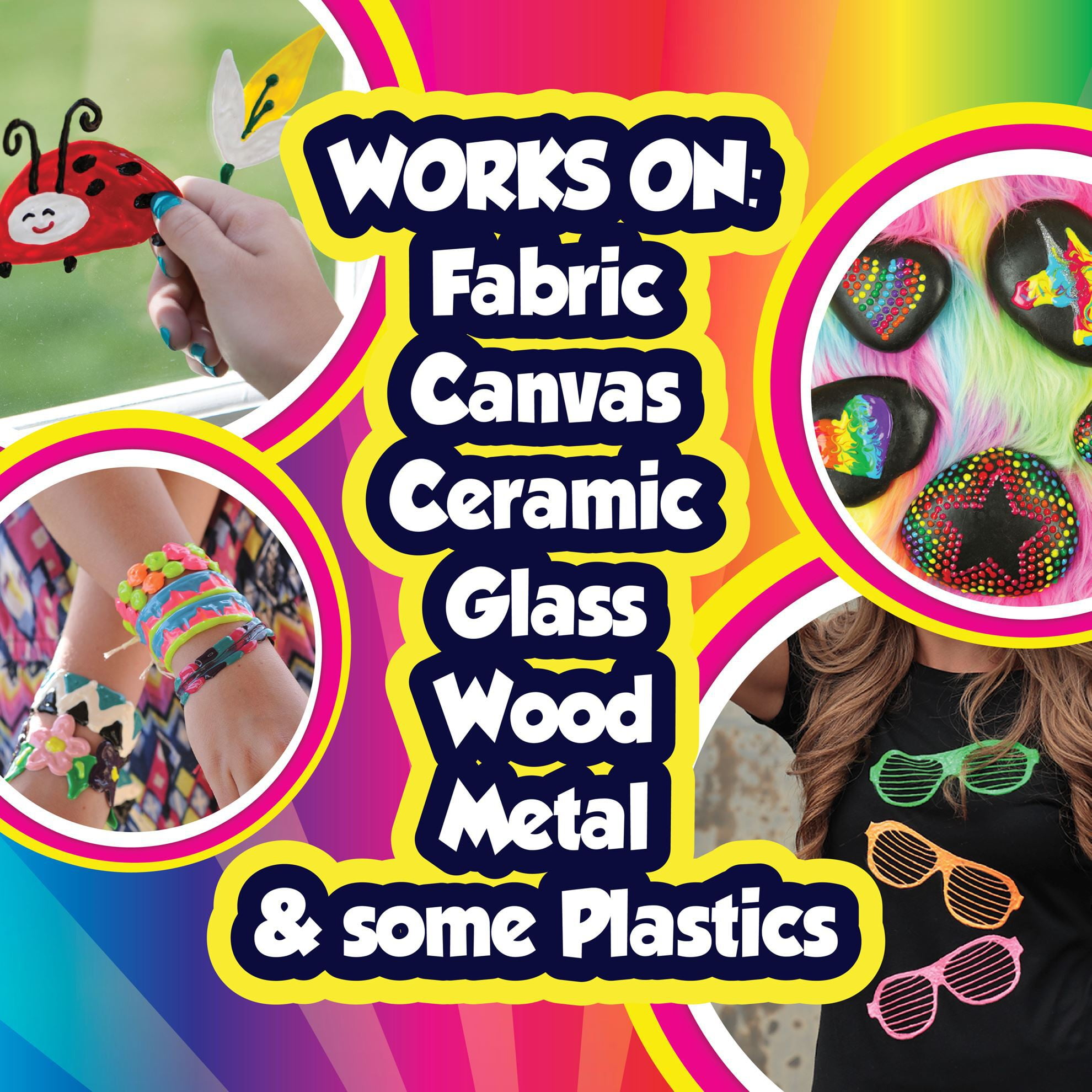 Puffy Paint Artist Pack, Multi-Surface, Permanent 3D Designs, Use on Rocks, Shirts, Shoes, and More, 24 colors